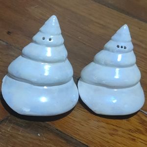 Opalescent white shell salt & pepper shakers